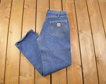 Vintage 1990s Carhartt Fire Retardant Work Jeans Size 33 x 32 / Carpenter Pants / Streetwear Fashion / Bottoms / Denim / Vintage Workwear