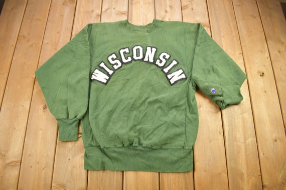 Vintage 1990s University Of Wisconsin-Green Bay Collegiate Champion Reverse Weave Crewneck / Embroidered / Made In USA / Wisconsin
