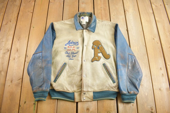 Vintage 1990s Avirex USA Genuine Leather Varsity Jacket Vintage 1990s Avirex USA Genuine Leather Varsity Jacket