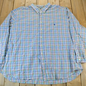 Vintage 1990s Ralph Lauren Marlowe Plaid Button Down Shirt Size 4X Big / Plaid Shirt / Vintage Ralph Lauren / Ralph Lauren Shirt