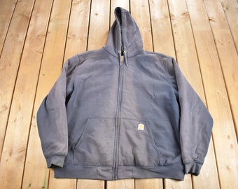 Sudadera con capucha Carhartt de los años 90 con cremallera y forro acolchado grueso / Sudadera con capucha de los 90 / Carhartt vintage / Desgastada / Ropa de trabajo vintage