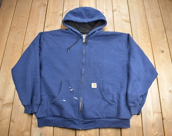 Vintage 1990s Carhartt Thermal Lined Zip Up Hoodie Size 2XL / Vintage Workwear / Vintage Carhartt / Thermal Hoodie / Heavy Weight