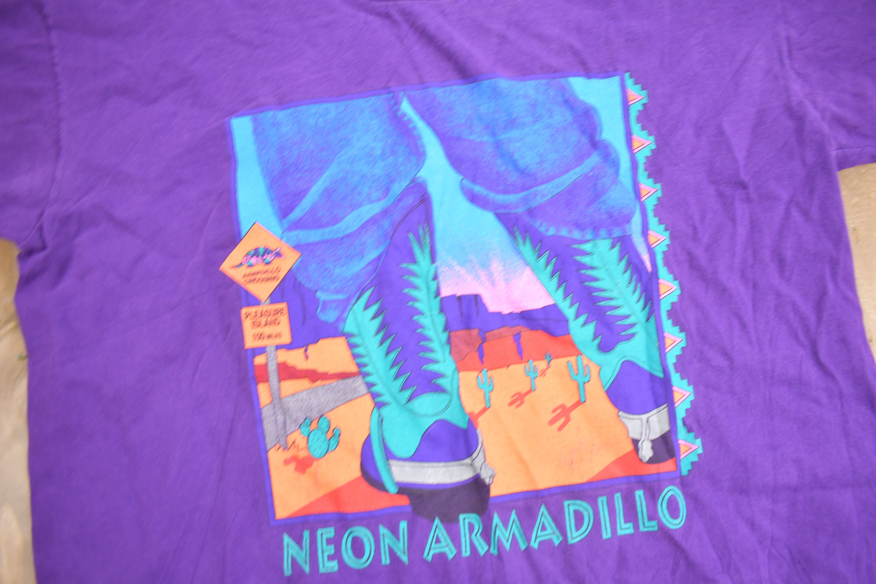 Vintage 1990s Neon Armadillo Disney Designs T-shirt / 90s Graphic 