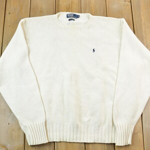 Vintage 1990s Polo by Ralph Lauren Tan Knit 100% Cotton Crewneck