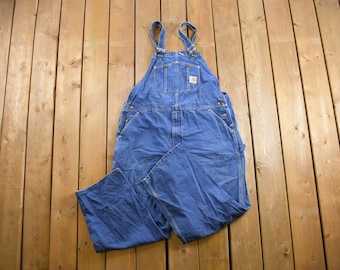 Deadstock Vintage 80s Carhartt Blue Denim Bib Overalls 34x32