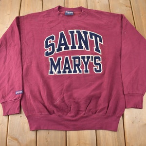Camiseta de cuello redondo universitaria de la Universidad de Saint Mary, años 90, vintage, fabricada en EE. UU., talla L