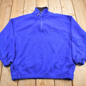 Vintage 1990s Blank Blue Fleece Sweater / Outdoorsman / 90s Sweater / Streetwear / Hiking / Fleece Zip up