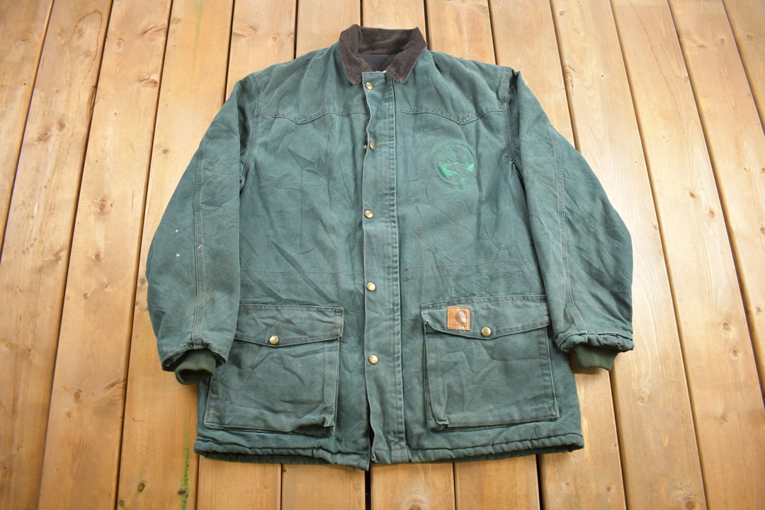 Vintage 1990s Carhartt Green Ranch Coat / Workwear / Vintage