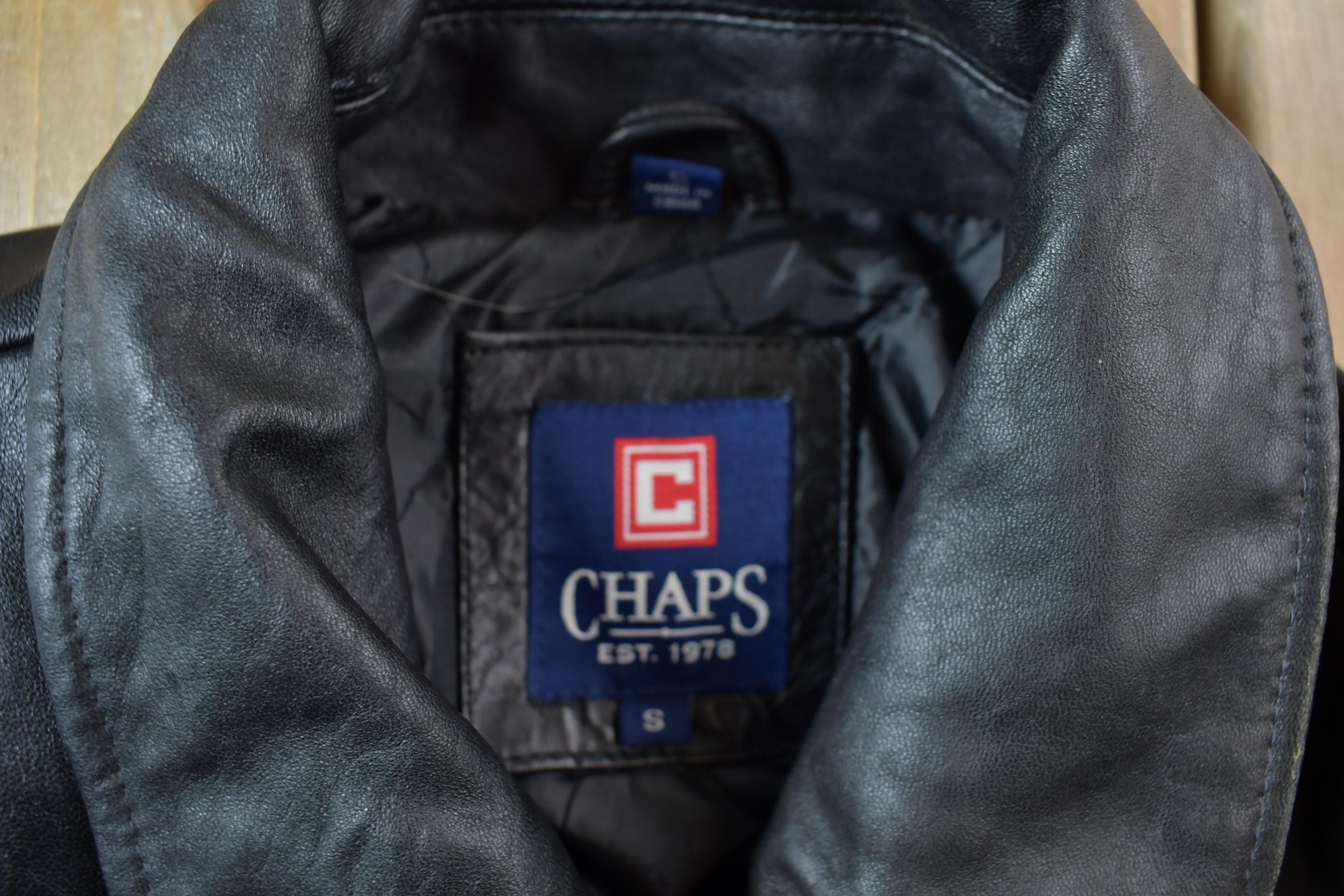 Vintage 1990s Chaps Leather Zip up Jacket / Fall Outerwear