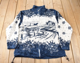 Vintage 90s Pegasus Knit Sweater Black and White Retro Horse 