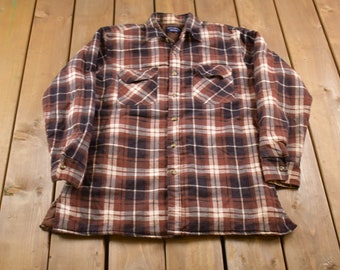 Vintage 1990s Big Yank Plaid Button Up Board Shirt / Quilt Lined Shirt / Loop Button / Outdoor / Casual Wear / Made In USA / Flannel