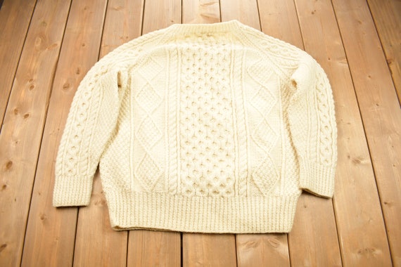 Vintage 1980s Cable Knitted Crewneck Sweater / Vi… - image 2