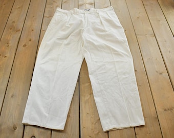 Vintage 2000s Polo Ralph Lauren Chino Pants Men's 38 x 29 / Y2K Corduroy Trousers / Streetwear / White Chino Pants / Sailing Preppy