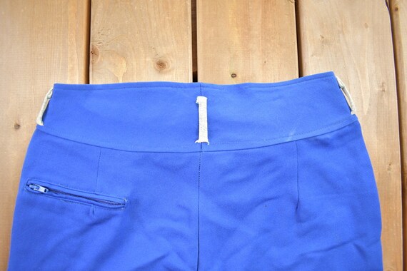 Vintage 1970s Blue Wool Trousers Size 32x25 / 197… - image 4