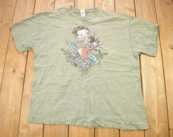 Vintage 1990s Betty Boop Sweet Heart Cartoon T-Shirt / 90s Graphic Tee / Vintage Boop Tee / Sage Green