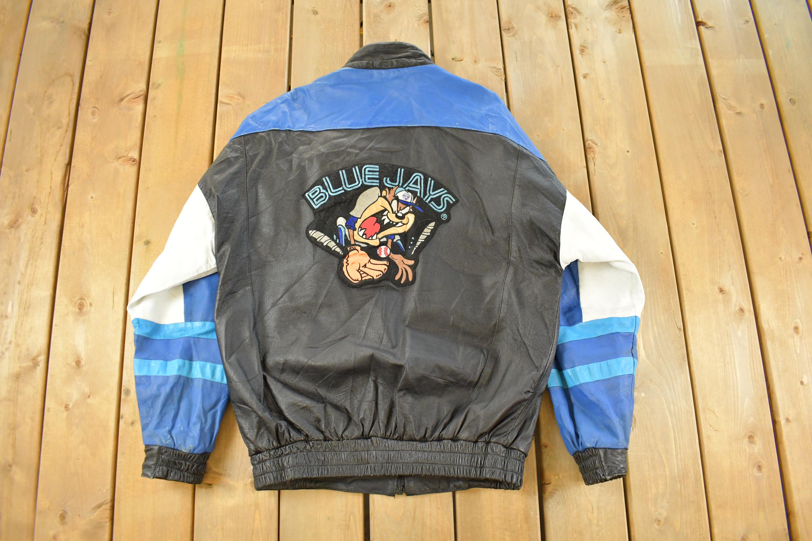Vintage 1990s Toronto Blue Jays Looney Tunes Leather Jacket Men's
