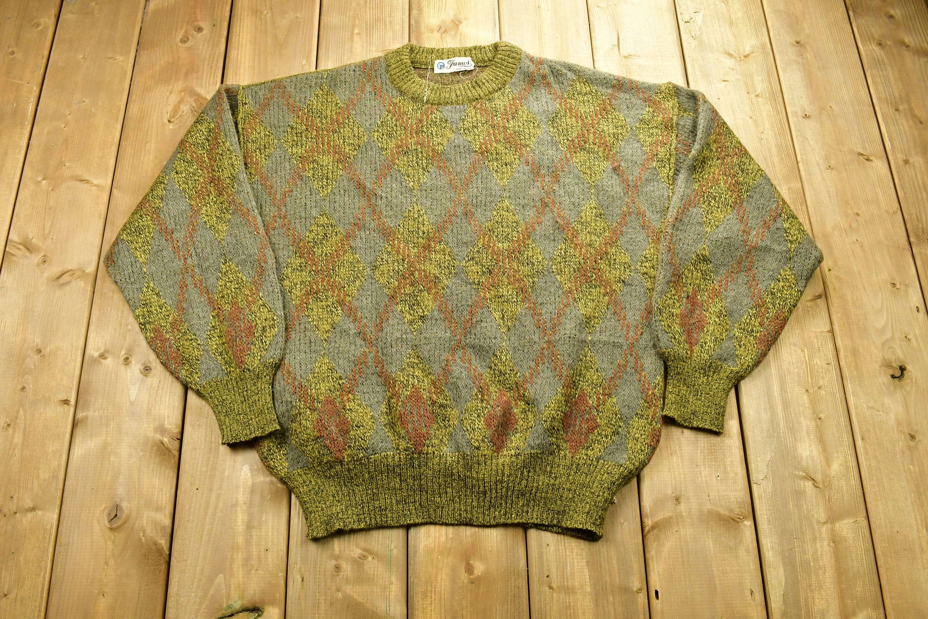 Vintage 90's Knitted Pattern Sweater / Vintage 90s Etsy