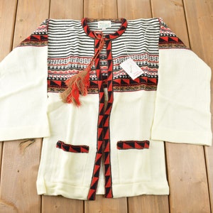 True Vintage 1960s Deadstock Helen Sue Psychedelic Knit Acrylic Cardigan Sweater