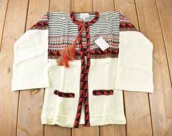 True Vintage 1960s Deadstock Helen Sue Psychedelic Knit Acrylic Cardigan Sweater