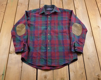 Vintage 1970s Pendleton Plaid Button Up Shirt Vintage Flannel / Plaid Flannel / Casual Shirt / Made In USA