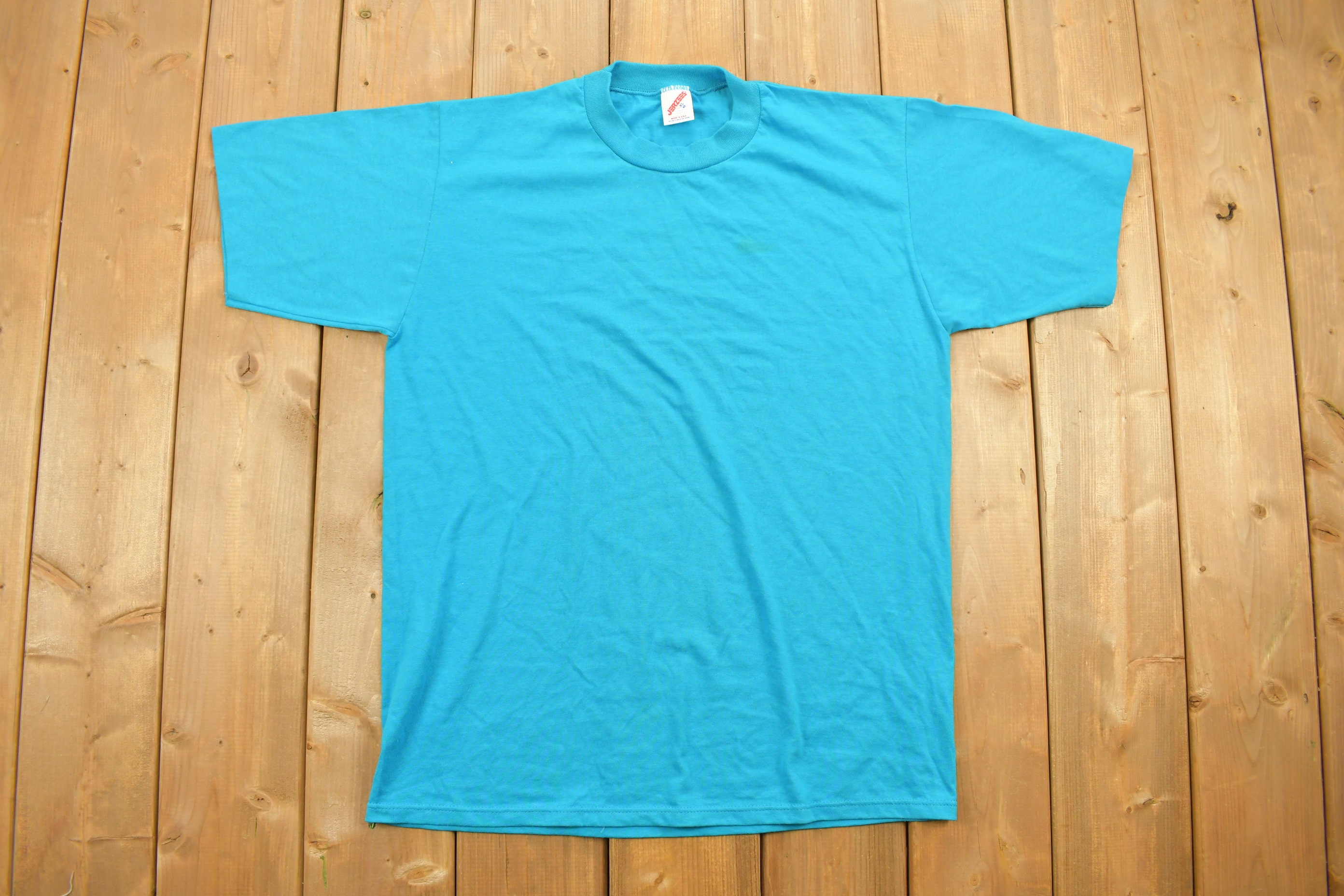 Vintage 1990s Jerzees Blue Blank T Shirt / Vintage T Shirt