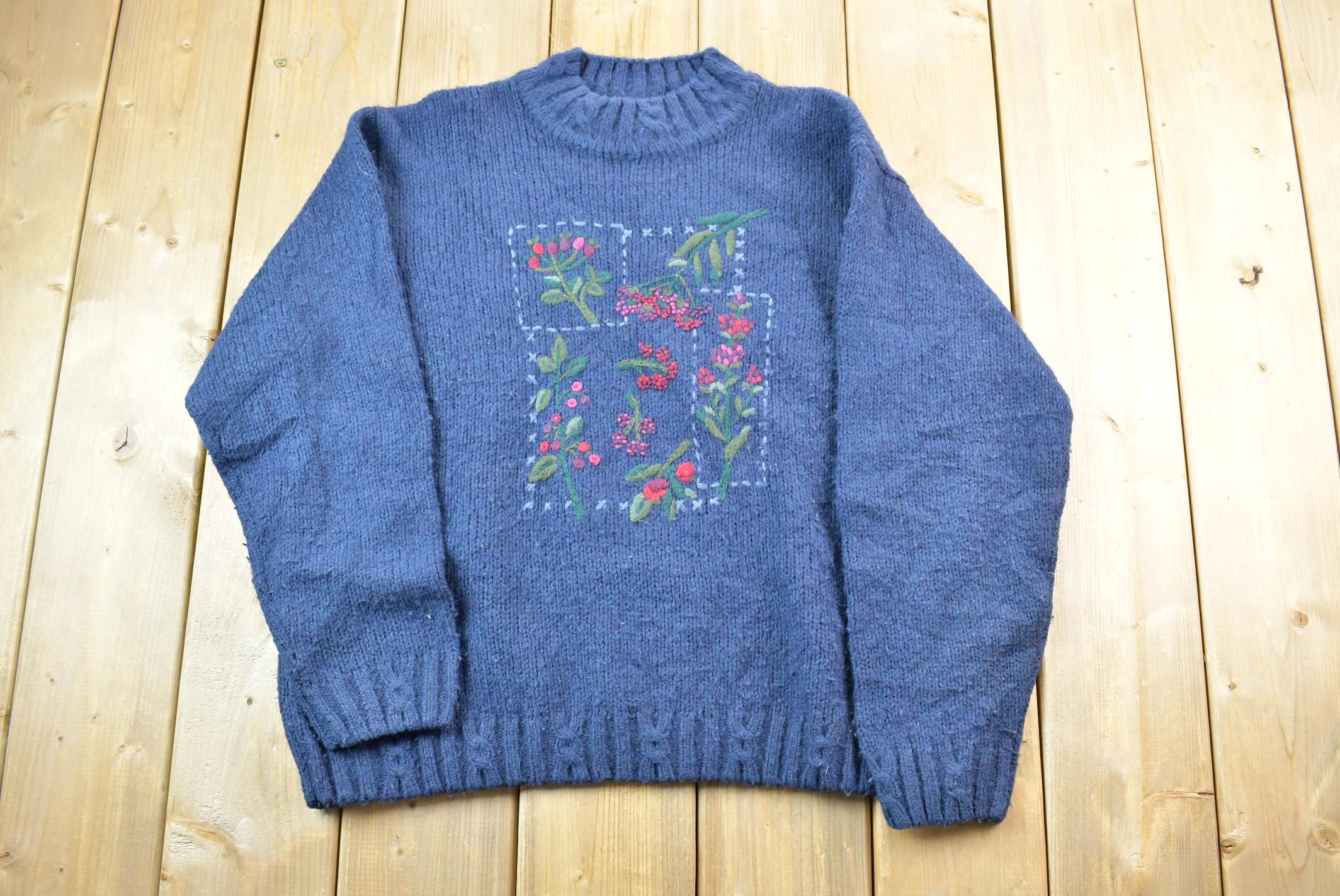 Vintage 1990s Tulchan Cranberries Floral Theme Knit Crewneck