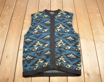 Vintage 1960s Aztec Knit Sweater Vest / Sweater / True Vintage / Huntingdon Mills / Made in USA / True Vintage