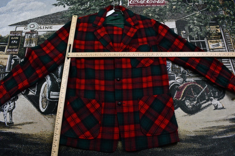 Pendleton Woolen Mills Vintage Button Up Blazer Shirt Plaid Pattern Print Outdoors /& Wilderness Fall Winter Casual Wear Workwear