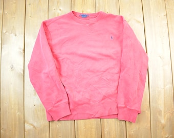 Vintage 1990s Polo Ralph Lauren Pink Crewneck Sweatshirt / 90s Crewneck / Small Pony / Streetwear / Vintage Polo / Red Polo Sweater