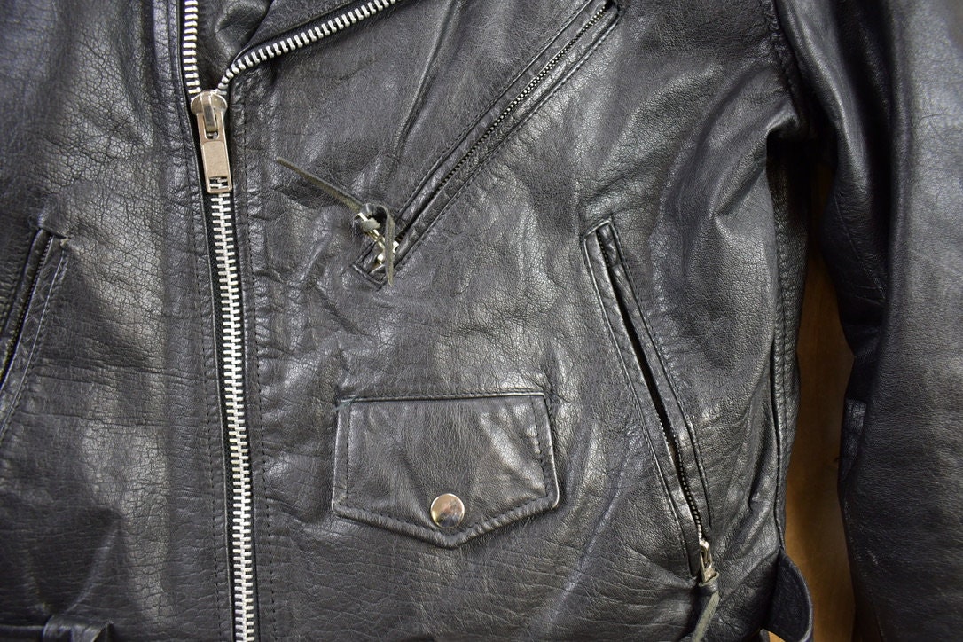 Vintage 1990s Leather Biker Jacket / Fall Outerwear / Leather Coat