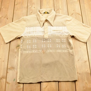 Vintage 1970s Style Quarter Button Shirt / Color Block / 70s Button Up / Streetwear / Retro Style / Collared Shirt / Made In USA / Paulo