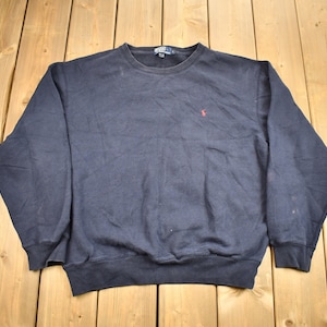 Vintage 1990s Polo Ralph Lauren Navy Blue Crewneck Sweatshirt / 90s Crewneck / Small Pony / Streetwear / Vintage Polo