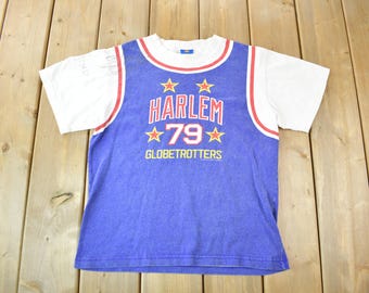 Vintage 1990s Harlem Globetrotters Basketball Graphic T-Shirt / Made In USA / YOUTH Size / Autographed