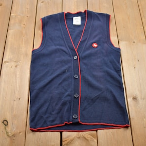 Vintage 1990s Canada Post Knitted Cardigan Sweater Vest / Vintage Cardigan / Button Up / Blank Sweater Vest / Made In Canada