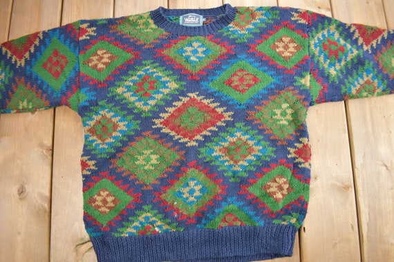Vintage 1990s Woolrich Aztec Pattern Knitted Crew… - image 3