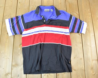 Vintage 1990s Knightsbridge Button Up Polo Shirt / Vintage Dress Shirt / Plaid Button Up / Cowboy Shirt / Preppy Button Up