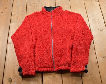 Vintage 1990s Mountain Hard Wear Fleece Sweater / Outdoorsman / 90s Sweater / Streetwear / Hiking / Fleece Zip up / 90s Fleece / Red Fleece