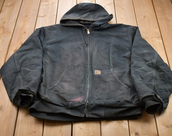 Vintage 1990s Carhartt Hooded Jacket / Workwear / Streetwear / Made in ...