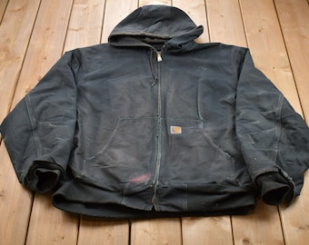 Vintage 1990s Carhartt Hooded Jacket / Workwear / Streetwear / Made in ...