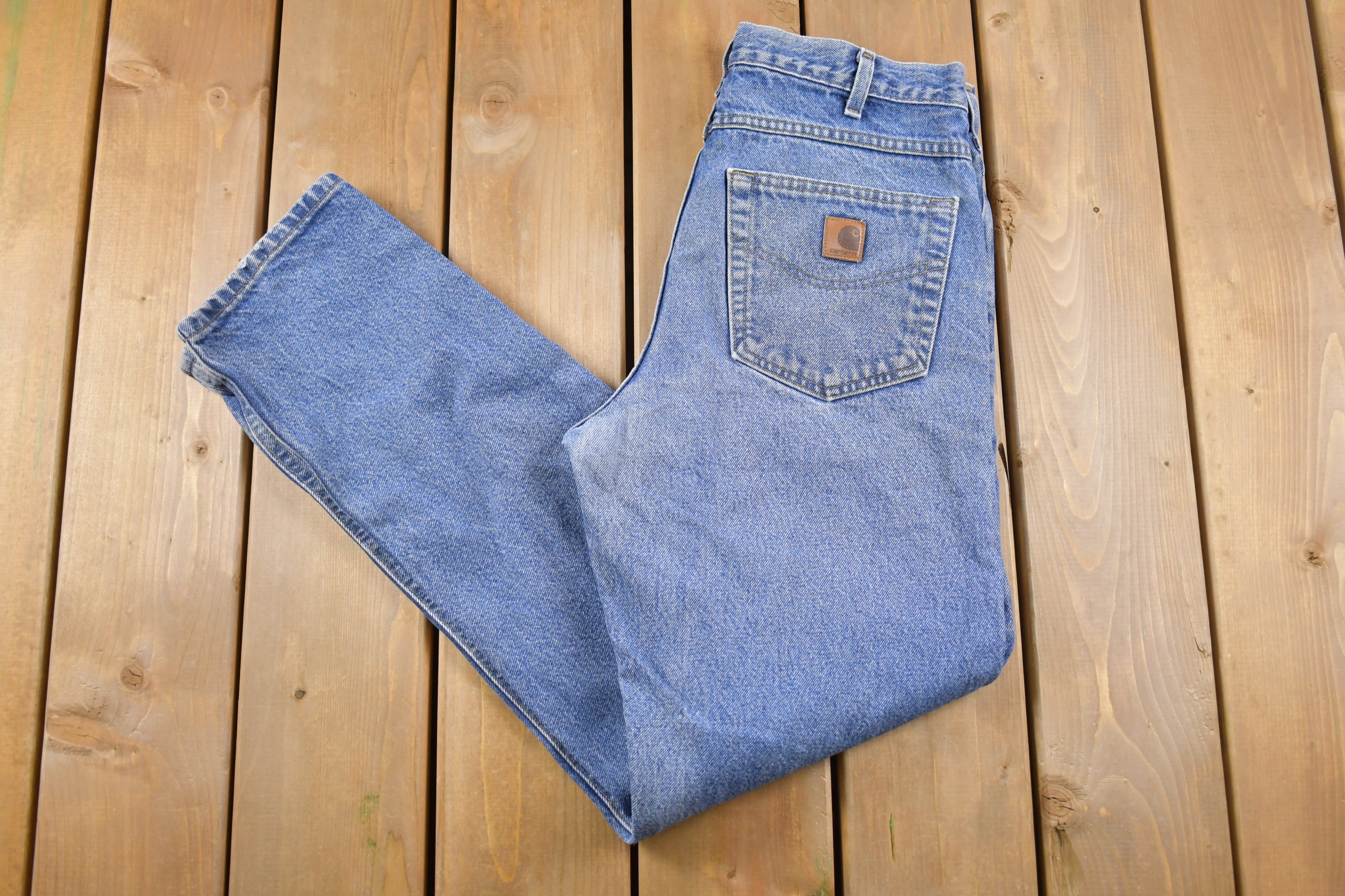Vintage 1990s Carhartt Work Blue Jeans Size 30 X 32 90s Etsy