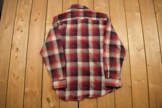 Vintage 1990s Sears Roebuck Plaid Flannel Button … - image 2