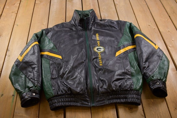 Vintage 1990s Green Bay Packers Pro Player NFL Leather Varsity