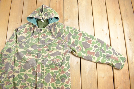 Vintage 1980s Saftbak Duck Camo Hunting Jacket / Workwear