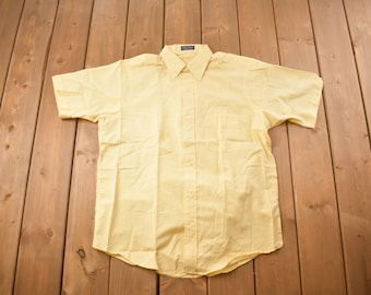 Vintage 1990s Super Oxford Blank Yellow Button Up Shirt / 1990s Button Up / Vintage Flannel / Basic Button Up / Essentials / Vintage Blank