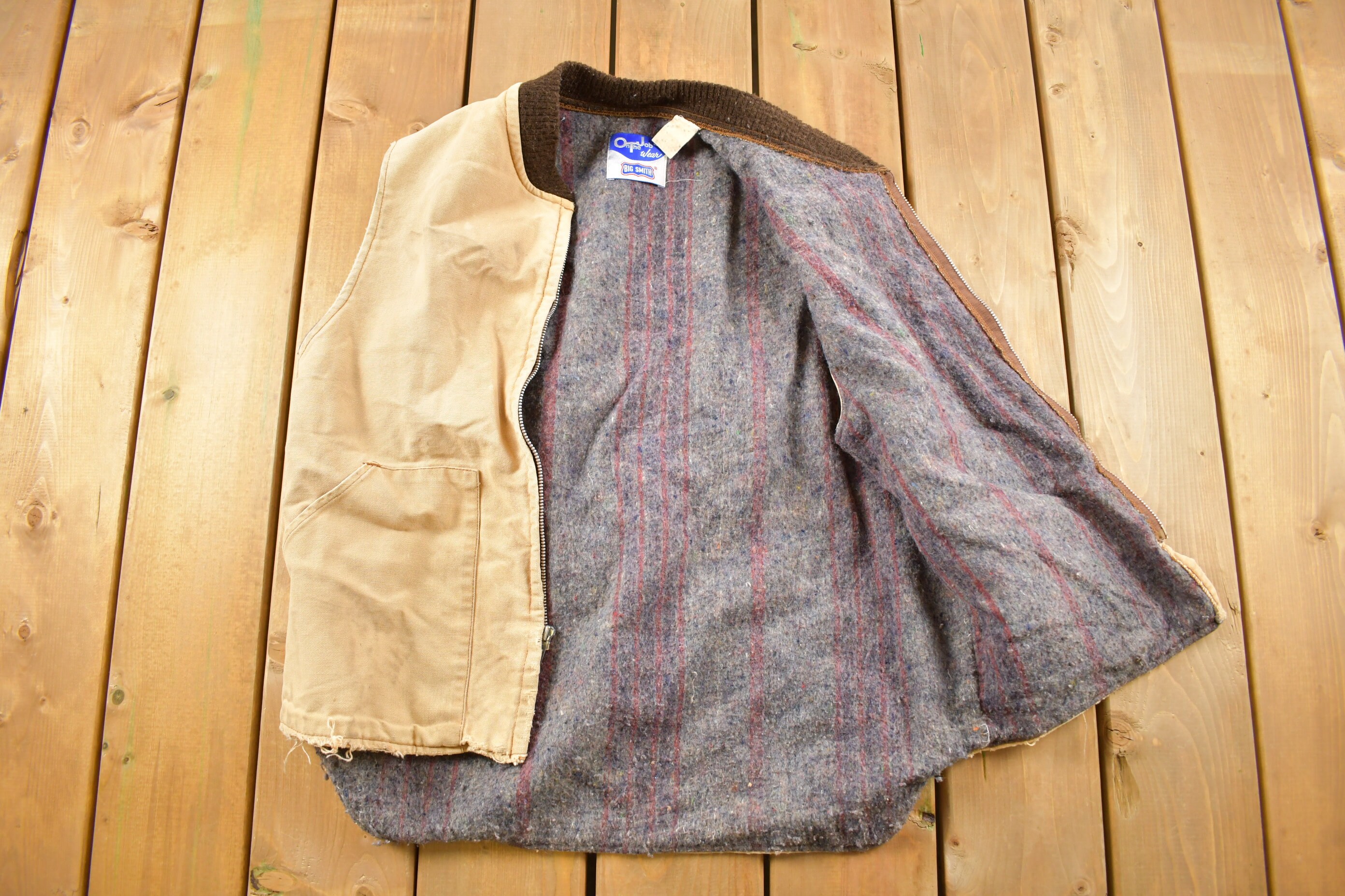 Vintage 1980s Big Smith on the Job Wear Blanket Lined Work Vest  display picture 1