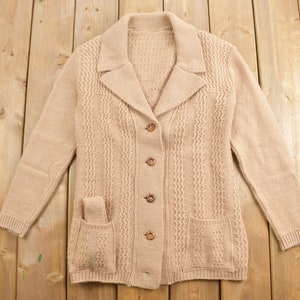 Vintage 1980s Collared Hand Knit Cardigan Sweater / 80s / Hand Knit / Vintage Cardigan / Button Up / True Vintage