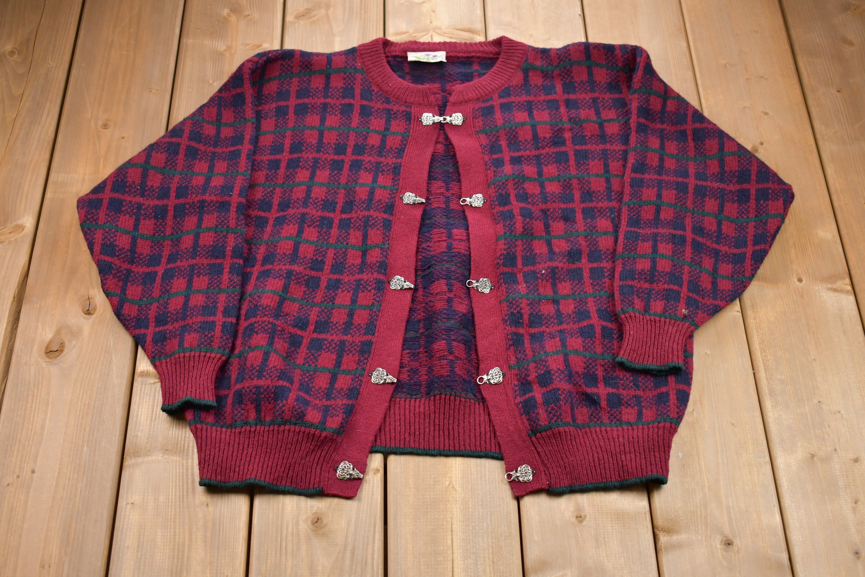 Vintage 1980s Maddy Moss Knitted Sweater / Vintage 80s
