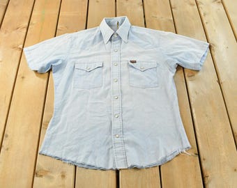 Vintage 1960s WRANGLER 27MW Sanforized Denim Western Shirt ~ 2XL
