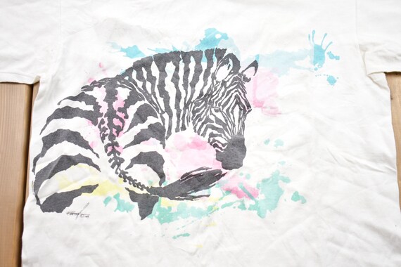 Vintage 1989 Zebra Print Graphic T-Shirt / Graphi… - image 3