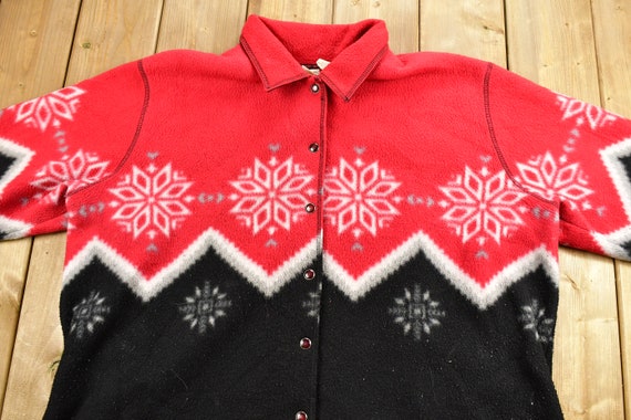 Vintage 1990s Western Winter Graphic Button Up Ch… - image 3
